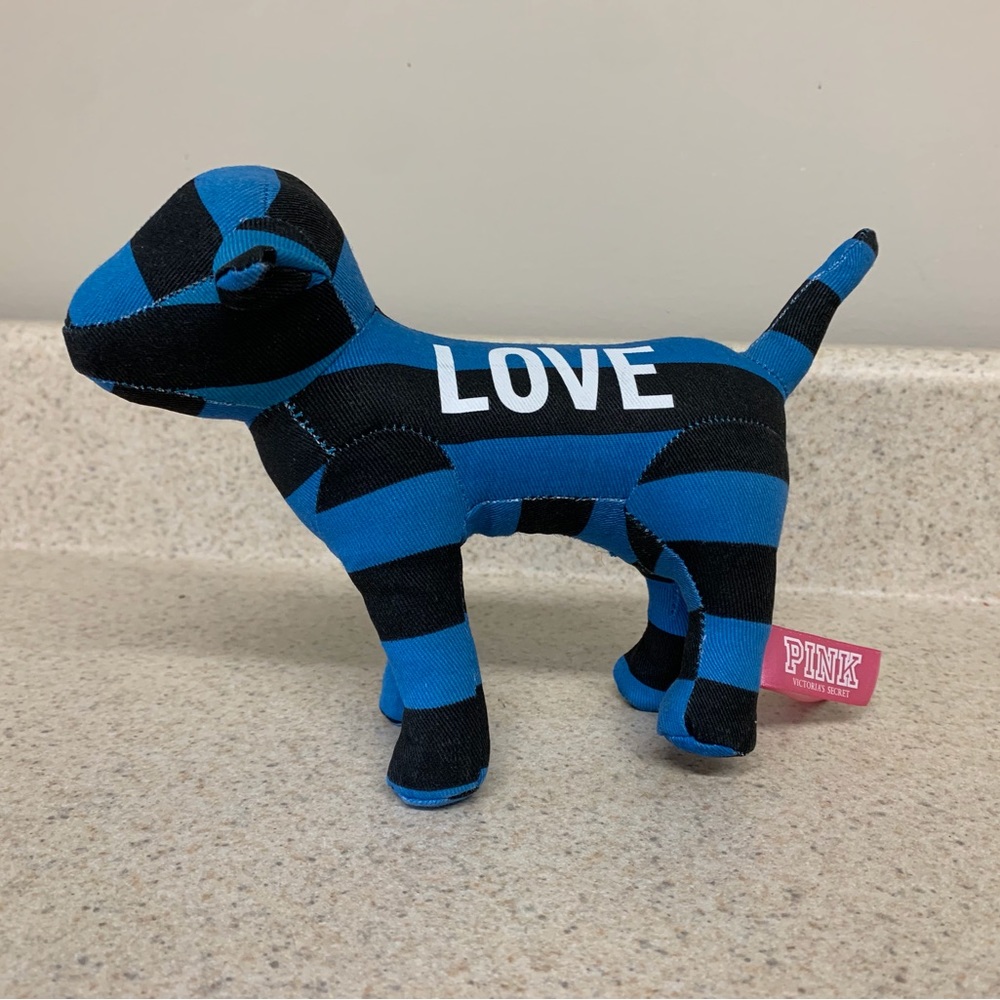 NWT Victoria’s Secret Pink Love Dog Blue with Black Stripes